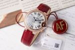 Ballon Bleu de Cartier 33*10MM Stainless Steel NH05 Movement Red Leather Bracelet Watch replica watches legal in the USA